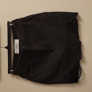 Hollister Black Denim Distressed Mini Skirt